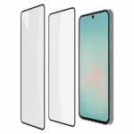 Āsenaru CrystalShield Tempered Glass, a 0.4mm full-coverage screen protector for Galaxy A Series, featuring 9H hardness and a steel mesh overlay for enhanced dust and scratch protection and installation kit for easy application.
