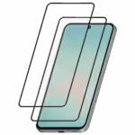 Āsenaru CrystalShield Tempered Glass, a 0.4mm full-coverage screen protector for Galaxy A Series, featuring 9H hardness and a steel mesh overlay for enhanced dust and scratch protection and installation kit for easy application.