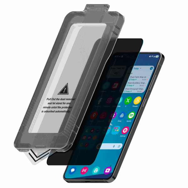 Āsenaru CrystalShield Tempered Glass, pelindung layar full-coverage 0,4mm untuk Galaxy S25, memiliki kekerasan 9H dan lapisan jaring baja untuk perlindungan debu dan goresan yang lebih baik, serta kit pemasangan untuk aplikasi yang mudah.