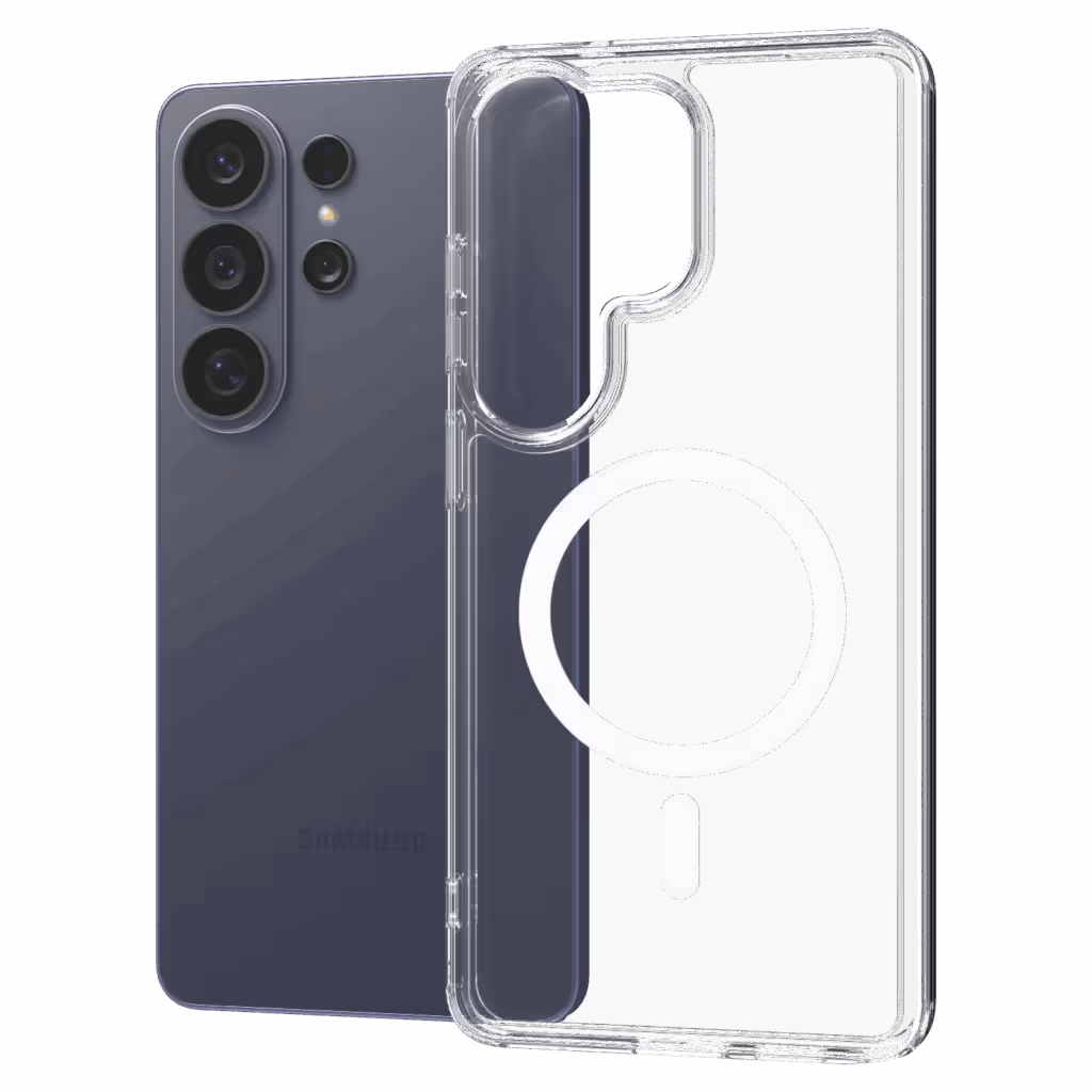 Āsenaru Lite Hybrid Magsafe Case, casing Galaxy S26 tipis 1,3mm dengan bumper TPU transparan dan bagian belakang polikarbonat yang kokoh, menawarkan perlindungan penuh dan kompatibilitas MagSafe.