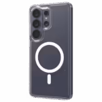 The Āsenaru Lite Hybrid Magsafe Case, a slim 1.3mm Galaxy S26 case with transparent TPU bumpers and a rigid polycarbonate back, showcasing full protection and MagSafe compatibility.