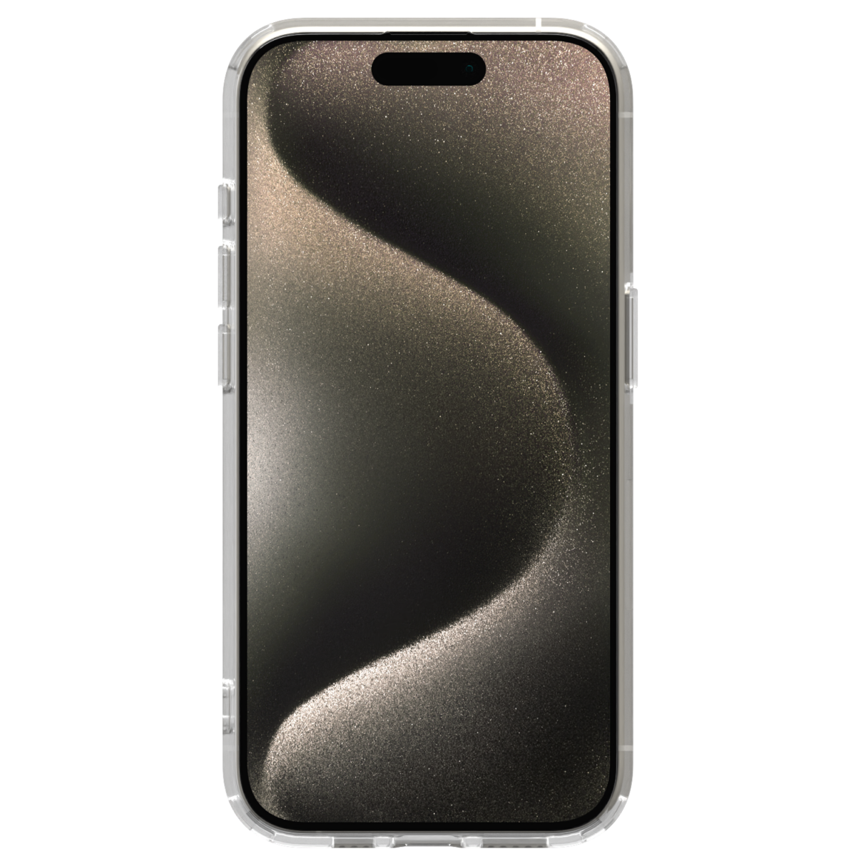 Gambar Āsenaru Lite Hybrid Case, casing iPhone ramping setebal 1,3 mm dengan bumper TPU transparan dan bagian belakang polikarbonat keras, menampilkan perlindungan penuh dan kompatibilitas MagSafe.