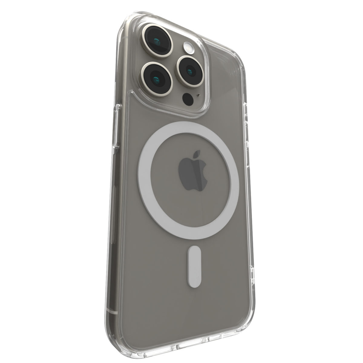 Gambar Āsenaru Lite Hybrid Case, casing iPhone ramping setebal 1,3 mm dengan bumper TPU transparan dan bagian belakang polikarbonat keras, menampilkan perlindungan penuh dan kompatibilitas MagSafe.