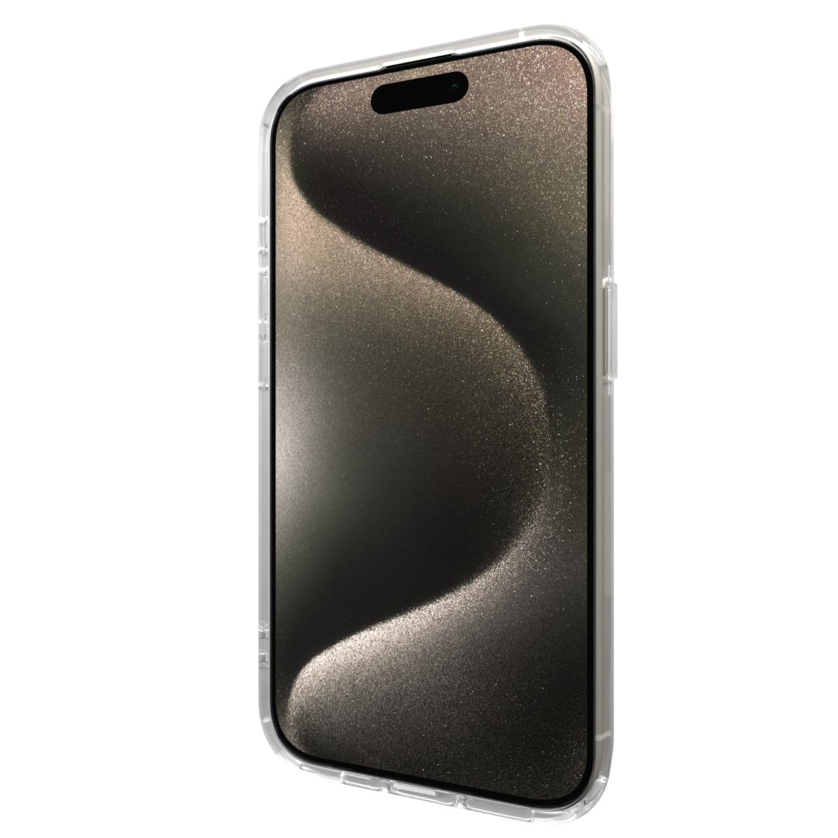 Gambar Āsenaru Lite Hybrid Case, casing iPhone ramping setebal 1,3 mm dengan bumper TPU transparan dan bagian belakang polikarbonat keras, menampilkan perlindungan penuh dan kompatibilitas MagSafe.