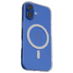 The Āsenaru Lite Hybrid Magsafe Case, a slim 1.3mm iPhone case with transparent TPU bumpers and a rigid polycarbonate back, showcasing full protection and MagSafe compatibility.