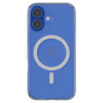 The Āsenaru Lite Hybrid Magsafe Case, a slim 1.3mm iPhone case with transparent TPU bumpers and a rigid polycarbonate back, showcasing full protection and MagSafe compatibility.