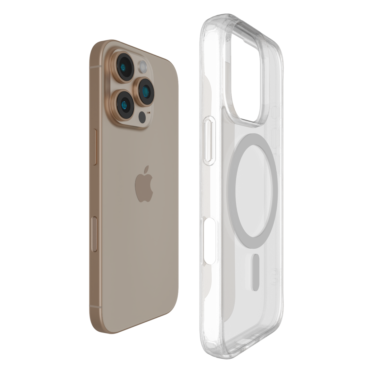 Āsenaru Lite Hybrid Magsafe Case, casing iPhone ramping setebal 1,3 mm dengan bumper TPU transparan dan bagian belakang polikarbonat yang kokoh, menghadirkan perlindungan penuh dan kompatibilitas MagSafe.