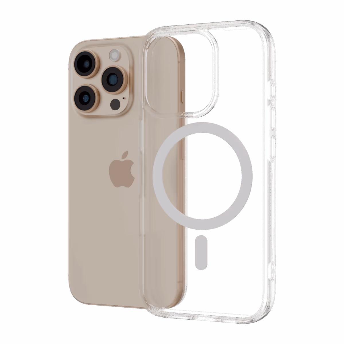 Āsenaru Lite Hybrid Magsafe Case, casing iPhone ramping setebal 1,3 mm dengan bumper TPU transparan dan bagian belakang polikarbonat yang kokoh, menghadirkan perlindungan penuh dan kompatibilitas MagSafe.