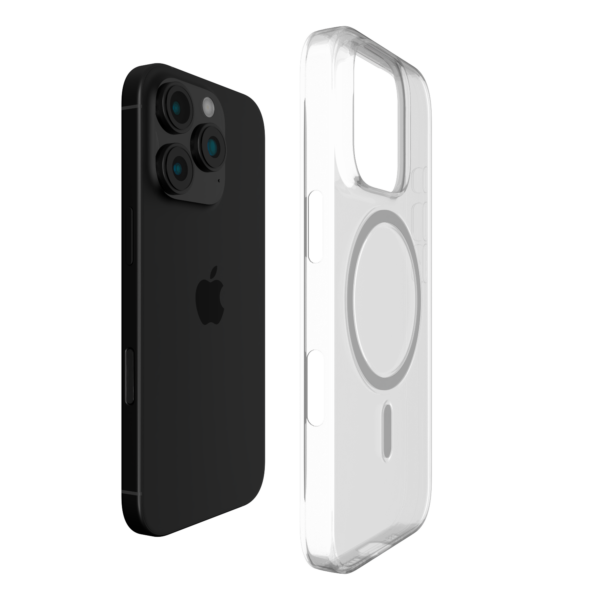The Āsenaru Airlite Magsafe Thin Case, a crystal-clear polycarbonate case for iPhone, with a 0.5mm thickness, providing slim and unobtrusive protection with magsafe compatibility.