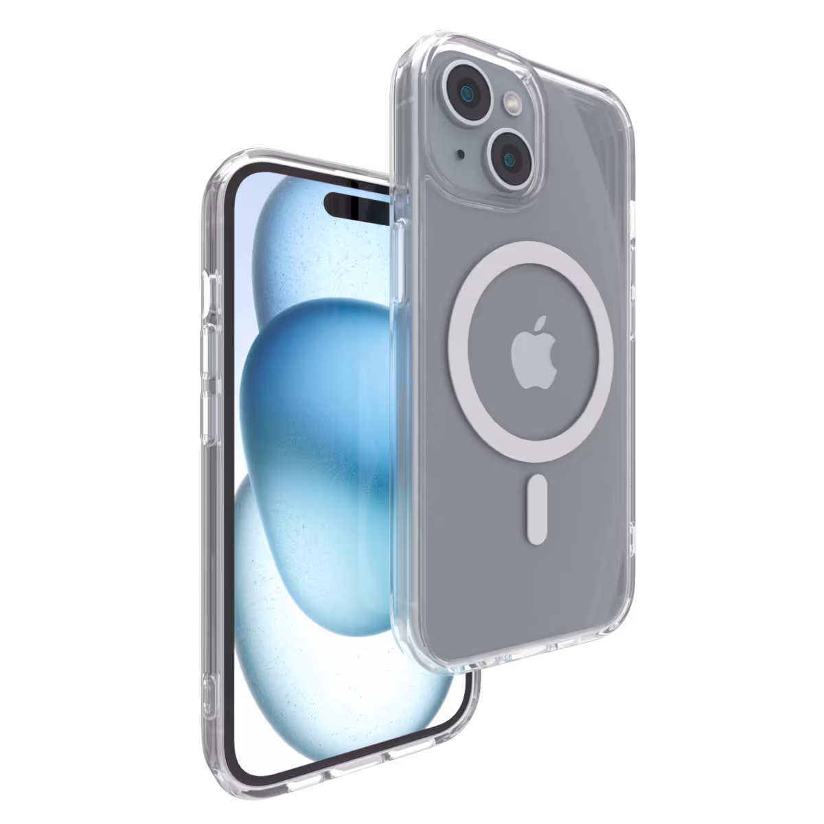 Image of the Āsenaru Lite Hybrid Case, a slim 1.3mm iPhone case with transparent TPU bumpers and a rigid polycarbonate back, showcasing full protection and MagSafe compatibility.