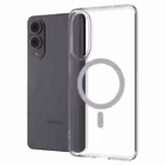 Casing Āsenaru Lite Hybrid Magsafe, casing Galaxy S25 yang tipis dengan ketebalan 1,3 mm, dilengkapi dengan bantalan TPU transparan dan bagian belakang dari polikarbonat yang kokoh, menawarkan perlindungan penuh dan kompatibilitas dengan MagSafe.