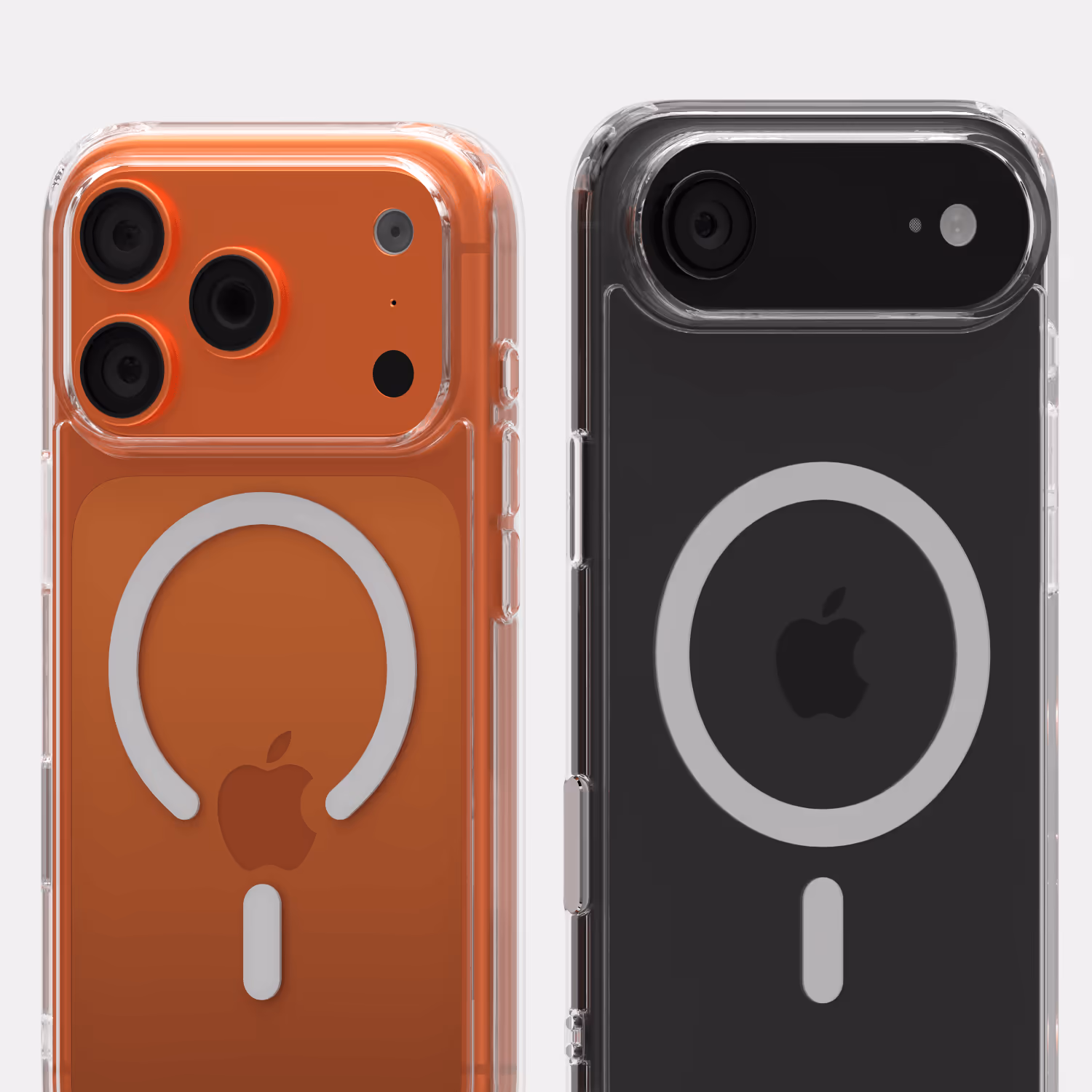 The Āsenaru Lite Hybrid Magsafe Case, a slim 1.3mm iPhone case with transparent TPU bumpers and a rigid polycarbonate back, showcasing full protection and MagSafe compatibility.