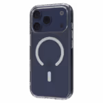 The Āsenaru Lite Hybrid Magsafe Case, a slim 1.3mm iPhone case with transparent TPU bumpers and a rigid polycarbonate back, showcasing full protection and MagSafe compatibility.
