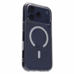 The Āsenaru Lite Hybrid Magsafe Case, a slim 1.3mm iPhone case with transparent TPU bumpers and a rigid polycarbonate back, showcasing full protection and MagSafe compatibility.