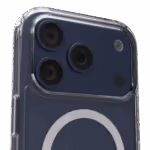 The Āsenaru Lite Hybrid Magsafe Case, a slim 1.3mm iPhone case with transparent TPU bumpers and a rigid polycarbonate back, showcasing full protection and MagSafe compatibility.
