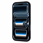 Casing Āsenaru Matte Hybrid MagSafe, dilengkapi dengan bantalan TPU hitam matte dan bagian belakang transparan abu-abu, dirancang untuk ketahanan dan perlindungan penuh perangkat, kompatibel dengan aksesori MagSafe.