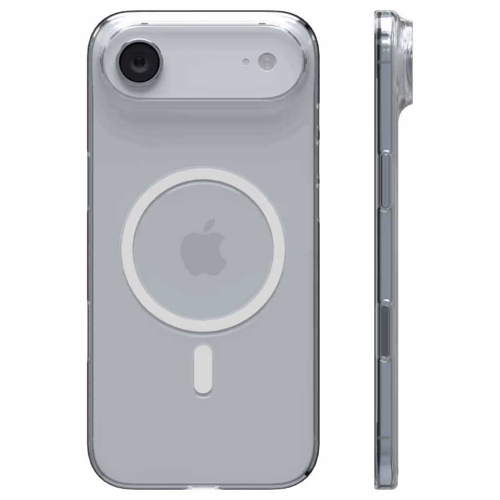 The Āsenaru Airlite Magsafe Thin Case, a crystal-clear polycarbonate case for iPhone, with a 1mm thickness, providing slim and unobtrusive protection with magsafe compatibility.