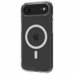 The Āsenaru Lite Hybrid Magsafe Case, a slim 1.3mm iPhone case with transparent TPU bumpers and a rigid polycarbonate back, showcasing full protection and MagSafe compatibility.