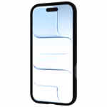 The Āsenaru Matte Hybrid MagSafe Case, featuring matte black TPU bumpers and a translucent gray back, designed for durability and full device protection, compatible with MagSafe accessories.