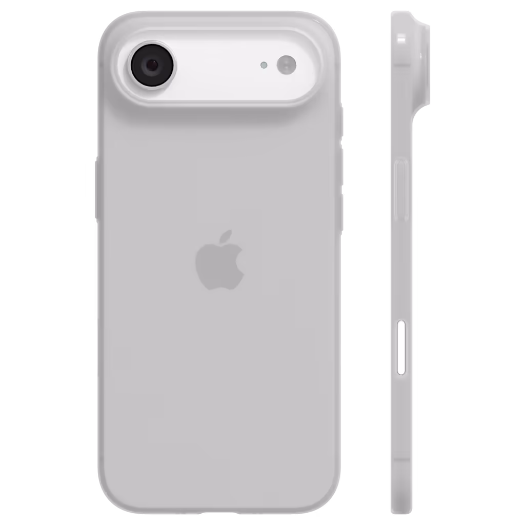 Ultra-thin 0.35mm minimalist phone case with matte and transparent finish options, precision cutouts, and raised camera protection for iPhone 17.
