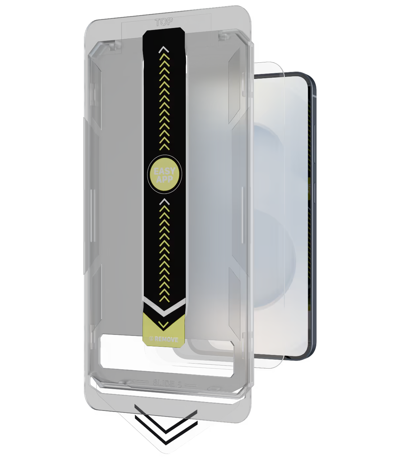 Image of Āsenaru DustShield Tempered Glass, a 0.4mm full-coverage screen protector for Galaxy S25, featuring 9H hardness and a steel mesh overlay for enhanced dust and scratch protection and installation kit for easy application.
