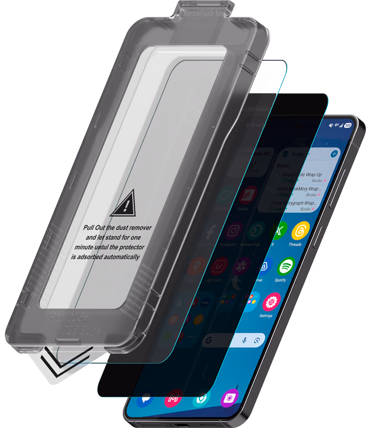 Āsenaru crystalshield tempered glass, a 0. 4mm full-coverage screen protector for galaxy s25, featuring 9h hardness and a steel mesh overlay for enhanced dust and scratch protection and installation kit for easy application.