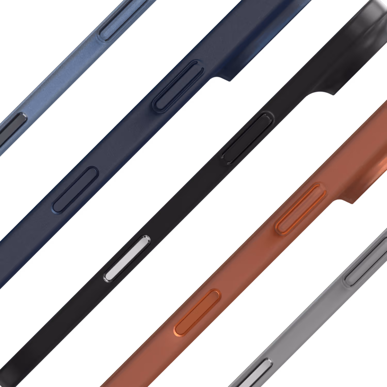 The Āsenaru Signature Super Slim Case, an ultra-thin 0.35mm iPhone case available in multiple colors, designed to provide sleek, minimalist protection with raised edges around the screen and camera.